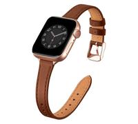 Vozehui Leather Straps Compatible with Apple Watch Strap 38/40/41/42/44/45/49mm,Women Men Slim&Thin Leather Replacement Wristband for Apple Watch Series 11 10 9 8 7 6 5 4 3 2 1 & iWatch SE,Ultra