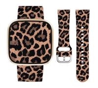 Vozehui Leopard Print Silicone Strap Compatible with Fitbit Versa 4 3/Sense/Sense 2,Soft Silicone Cute Replacement Straps for Women Men