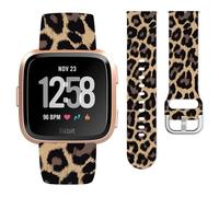 Vozehui Leopard Print Silicone Strap Compatible with Fitbit Versa/Versa 2/Versa Lite,Soft Silicone Cute Replacement Straps for Women Men
