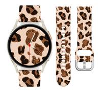 Vozehui Leopard Print Silicone Straps 20mm Compatible with Samsung Galaxy Watch 7 6 5 4 FE 40mm 44mm, Comfortable to Wear, Waterproof and Durable Replacement Band for Garmin Vivoactive 5/Vivoactive 3