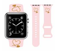 Vozehui Pink Double Love Print Silicone Strap Compatible with Apple Watch Strap 42mm 40mm 41mm 38mm,Soft Silicone Replacement Straps for iWatch SE Series 10 9 8 7 6 5 4 3 2 1, Women Men