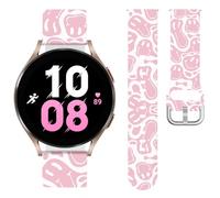 Vozehui Pink Leopard Printed Strap Compatible with Samsung Galaxy Watch 7/6/5/4/FE Band 40/44mm, 20mm Waterproof Silicone Replacement for Samsung Galaxy Watch 3/5 Pro 45mm/Active 2,Women