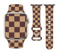 Vozehui Silicone Strap Compatible with Apple Watch Strap 42mm 41mm 40mm 38mm/42mm 44mm 45mm 49mm, Soft Cute Replacement Straps for iWatchSE/Ultra Series 11 10 9 8 7 6 5 4 3 2 1, Brown Checkered