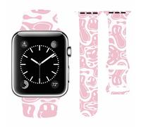 Vozehui Silicone Strap Compatible with Apple Watch Strap 42mm 41mm 40mm 38mm/42mm 44mm 45mm 49mm, Soft Cute Replacement Straps for iWatchSE/Ultra Series 11 10 9 8 7 6 5 4 3 2 1, Pink Smiley
