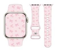 Vozehui Silicone Strap Compatible with Apple Watch Strap 42mm 41mm 40mm 38mm/42mm 44mm 45mm 49mm, Soft Cute Replacement Straps for iWatchSE/Ultra Series 11 10 9 8 7 6 5 4 3 2 1, Bow Flower