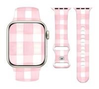 Vozehui Silicone Strap Compatible with Apple Watch Strap 42mm 41mm 40mm 38mm/42mm 44mm 45mm 49mm, Soft Cute Replacement Straps for iWatchSE/Ultra Series 11 10 9 8 7 6 5 4 3 2 1, Pink Grid