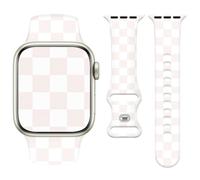 Vozehui Silicone Strap Compatible with Apple Watch Strap 42mm 41mm 40mm 38mm/42mm 44mm 45mm 49mm, Soft Cute Replacement Straps for iWatchSE/Ultra Series 11 10 9 8 7 6 5 4 3 2 1, Apricot Checkered
