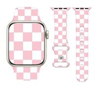Vozehui Silicone Strap Compatible with Apple Watch Strap 42mm 41mm 40mm 38mm/42mm 44mm 45mm 49mm, Soft Cute Replacement Straps for iWatchSE/Ultra Series 11 10 9 8 7 6 5 4 3 2 1, Pink Checkered