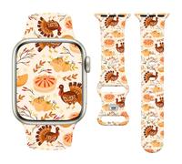 Vozehui Thanksgiving Day Band Compatible with Apple Watch Pumpkin Turkey 38mm 40mm 41mm 42mm 44mm 45mm 49mm Women Men,Soft Silicone Cute Sport Strap for iWatch Series 11 10 9 8 7 6 5 4 3 2 1 SE Ultra