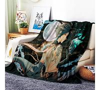 VOZMIO Genshin Impact Xiao Flannel Warm Soft Plush on The Sofa Bed Blanket Suitable for Air Conditioning Blanket Nap Blanket (H,40 * 60 in(100 * 150 CM))