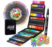 Vozuna 120 Colouring Pens Fineliner Brush Marker Pens Fine and Brush Felt Fine Tip Pens with a Black Case for Calligraphy Drawing Sketching Colouring