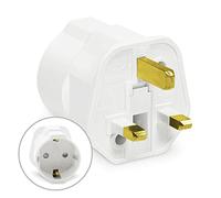 VOZZTTI European to UK Plug Adaptor- 1Pack, 2 pin to 3 pin Adapter Plug UK, Travel Adapter Eu Plug Adapter from Eu Europe Euro France, Italy, Spain, Germany to British - White