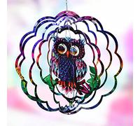 VP Home Mystical Owl Kinetic Wind Spinner for Yard and Garden - 12" W x 12" H Metal Spinner Outdoor Large Hanging Plantary Decor - 3D Garden Art Wind Sculpture Spinners Kinetic Art Garden Decoration