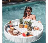 VPAIUNCKU Floating Pool Tray - Rattan Woven Serving Tray For Swimming Pools, Hot Tubs & Beach Parties - Floating Table For Drinks, Brunch, Wedding Photography & Outdoor Entertainment Style4