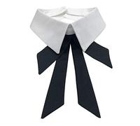Vpang Detachable Fake Collar Lapel Plaid Blouse False Collar Choker Peter Pan Necklace Neck Bow Tie - white - Medium