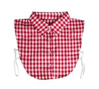 Vpang Women's Stylish Detachable Half Shirt Blouse False Collar Plaid Shirt Collar Fake Collar Dickey Collar - Red - Large