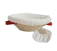 VPanier De Fermentation - Fermentation Basket | Dee Cotton Rope Mould From Sourdough And Sourdough With Linen Insert Lid, Round Bowl 23 cm, For Pa