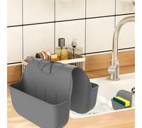 VPASION Sponge Holder for Kitchen Sink, Silicone Sink Saddle Caddy Organizer Rack, Sponges Holder Over Faucet, Hanging Kitchen Organizer Accessories Rack Basket Dark Gray