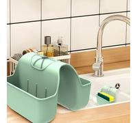 VPASION Sponge Holder for Kitchen Sink, Silicone Sink Saddle Caddy Organizer Rack, Sponges Holder Over Faucet, Hanging Kitchen Organizer Accessories Rack Basket Green