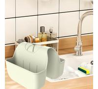VPASION Sponge Holder for Kitchen Sink, Silicone Sink Saddle Caddy Organizer Rack, Sponges Holder Over Faucet, Hanging Kitchen Sink Organizer Accessories Rack Basket Beige