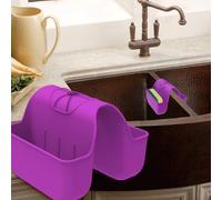 VPASION Sponge Holder for Kitchen Sink, Silicone Sink Saddle Caddy Organizer Rack, Sponges Holder Over Faucet, Hanging Kitchen Organizer Accessories Rack Basket Purple