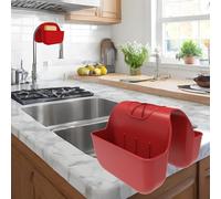 VPASION Sponge Holder for Kitchen Sink, Silicone Sink Saddle Caddy Organizer Rack, Sponges Holder Over Faucet, Hanging Kitchen Organizer Accessories Rack Basket Red
