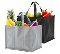 VPB 2 Pack Black Shopping Bags,Foldable Reusable Grocery Bag,Reinforced Washable Extra Large Picnic ba for Daily Life Camping