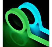 VPB 2PCS Glow-in-the-Dark Tape Set, 10m × 12mm Waterproof Luminous Fluorescent Adhesive Tape for Safety Marking, Stairs, Stage and Home Decoration (Green & Blue Light)