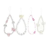 VPB 4PCS Mobile Phone Charm,Beaded Phones Bracelet Strap,Crystal Bow Flower Pearl Little Bear Beaded Phone Wrist/Bracelet Strap Chain,Cute Phones Charm for Keys,Digital Camera