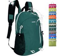 VPBAGE 15L Waterproof Hiking Daypack, Small Backpack Travel Outdoor, Lightweight Day Pack with Tool Loops, Dark Green, Waterproof Hiking Daypack Day Pack