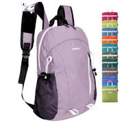 VPBAGE 15L Waterproof Hiking Daypack, Small Backpack Travel Outdoor, Lightweight Day Pack with Tool Loops, Light Purple, Waterproof Hiking Daypack Day Pack