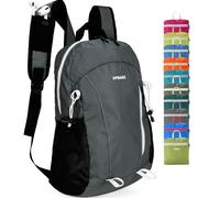 VPBAGE 15L Waterproof Hiking Daypack, Small Backpack Travel Outdoor, Lightweight Day Pack with Tool Loops, A-dark Grey, Waterproof Hiking Daypack Day Pack