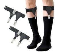 VPbao 2pcs Mens Sock Garters Belt Elastic Adjustable Non-slip Metal Sturdy | Thigh Garters With Double Metal Clips Suspenders, Gothic Sock Holder Strap Keep Socks In Place, Comfort Elastic Band
