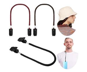 VPbao 3pcs Cap Retainer, Windproof Hat Clip Strap Cord Retainers Outdoor Travel Cap Keeper with Clips Lanyard for Fishing/Boating/Camping/Hiking Glasses Chain Neck Strap Anti-Lost Tool