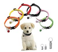 VPbao 6pcs Reflective Cat Collars with Bell Adjustable Durable Nylon Cat Collars with Safety Buckles and 1pc Weatherproof Metal ID Tags Pendant Anti-Lost ID Tags for Puppy Kittens