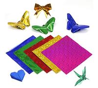 VPbao 80gsm 50 Sheets 25x25cm 5 Glitter Colours Single Side Laser Origami Paper for Scrapbooking Card Making Home Décor Party Crafts
