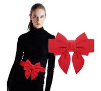 VPbao Big Bowknot Plus Size Wide Stretchy Cinch Belt,Cute Vintage Elastic Bow Sash Waist Belt for Women Dress Jeans Bridal Wedding Party Prom Waistband Red L 85cm