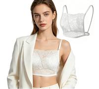 VPbao Lace Modesty Insert for Low Cut Tops, Adjustable Thin Strap Chest Cover Up, Anti-Exposure Bust Panel, Anti-Glare Non-Slip Lace Camisole for Blouse, Dress, Sweater A White