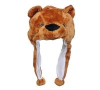VPbao Plush Headgear Hat, 2-in-1 Hat with Ear Flaps Scarf Set, Funny Cartoon Animal Cap for Costume Party - Comfortable Soft Warm Novelty Unisex Headwear Props Brown Bear