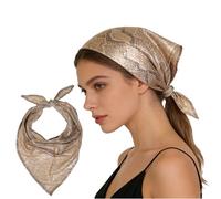 VPbao Punk Triangle Head Scarf - High Gloss Metallic Texture Fabric Y2K Sparkly Hair Bandana, Hair Turban Wrap Triangle Neckerchief Face Covering Headwear Snake Khaki