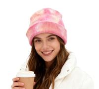 VPbao Unisex Winter Ribbed Knit Tie Dye Beanie Hat Stretch Cuffed Slouchy