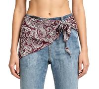 VPbao Women Double Sided Double Layer Paisley Triangle Scarf With Tassels | Satin Printed Neck Bandana with Delicate Tail, Multi-Way Wear Waist Belt Skirt Extender for Jeans, Y2K Layered Outfit