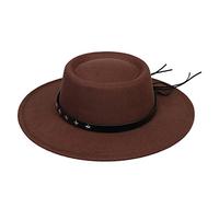VPbao Women Girls Wool Wide Brim Felt Bowler Fedora Hat Lady Floppy Cloche Derby Church Party Hats - Foldable Coffee