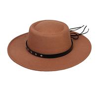 VPbao Women Girls Wool Wide Brim Felt Bowler Fedora Hat Lady Floppy Cloche Derby Church Party Hats - Foldable Brown