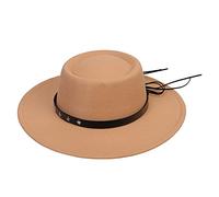 VPbao Women Girls Wool Wide Brim Felt Bowler Fedora Hat Lady Floppy Cloche Derby Church Party Hats - Foldable Khaki