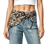 VPbao Women's Double Sided Double Layer Paisley Triangle Scarf with Delicate Tail, Multi-Way Wear Waist Belt Skirt Extender for Jeans, Y2K Layered Outfit Accessory I Leopard