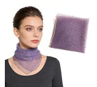 VPbao Women's Glitter Rhinestone Scarf, 80cm Square Bandana Soft Sparkly Rhinestone Long Mesh Shawls, Multi-Use Square Towel, Translucent Silk Lace Hair Wrap Headwrap M