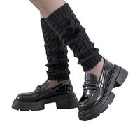 VPbao Women's Ribbed Knit Leg Warmers, Boot Cuffs Socks Leg Warmers Y2K, Winter Warm Ankle Warmers Students Girls 90s Boot Socks Party Casual Streetwear Leg Sleeve Pompoms Black