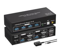 VPFET 4K120Hz DisplayPort HDMI KVM Switch 2 Monitors 2 Computers,8K60Hz Dual Monitor KVM Switch for 2 PCs, 4 USB 3.0 Ports, Share Keyboard Mouse Printer and USB Drives,Copy & Extended Display