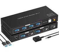 VPFET 4K120Hz KVM Switch HDMI 8K60Hz KVM Switches for 2 Computers Share1 Monitors and 4 USB 3.0 Support Desktop Control Includes 2 USB 3.0 Cables and Power Adapters